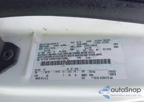 2007 Ford E-150 Commercial/Recreational from USA, damaged, VIN 1FTNE14W07DB13980